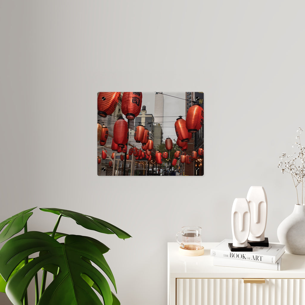 Urban Streetscape Wall Art - Red Lanterns Photo Acrylic Panel