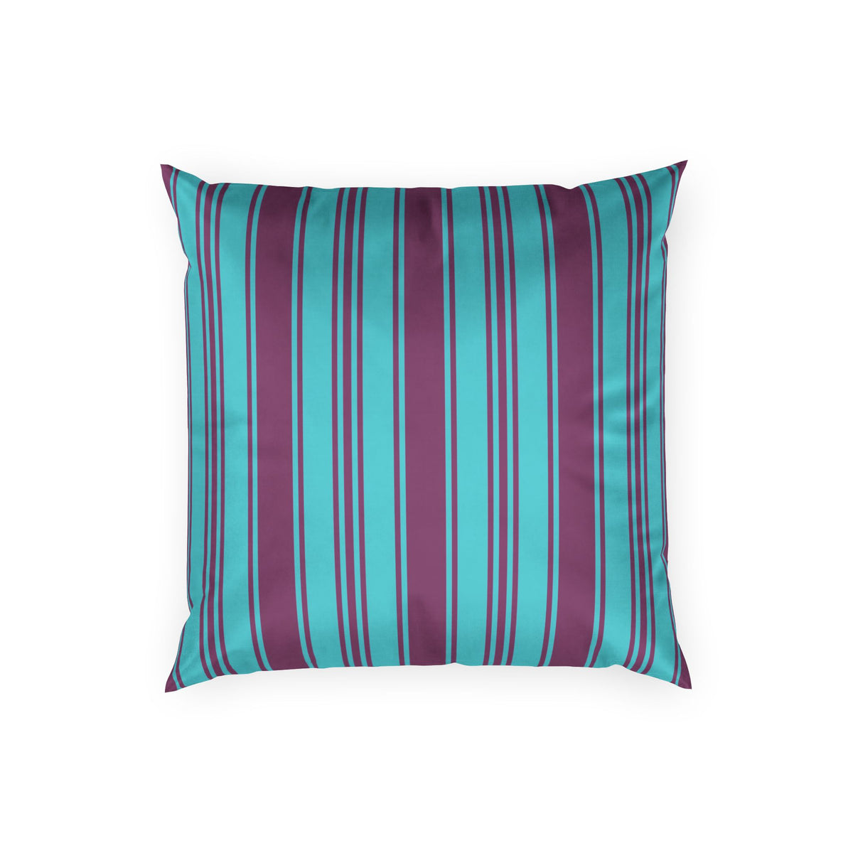 Velvet Ticking Stripe Pillow - Violet and Teal Decorative Throw Pillow