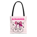 Pink Cute Ghost Cherries Tote Bag - "Spooky and a Cutie" Personalized Halloween Tote