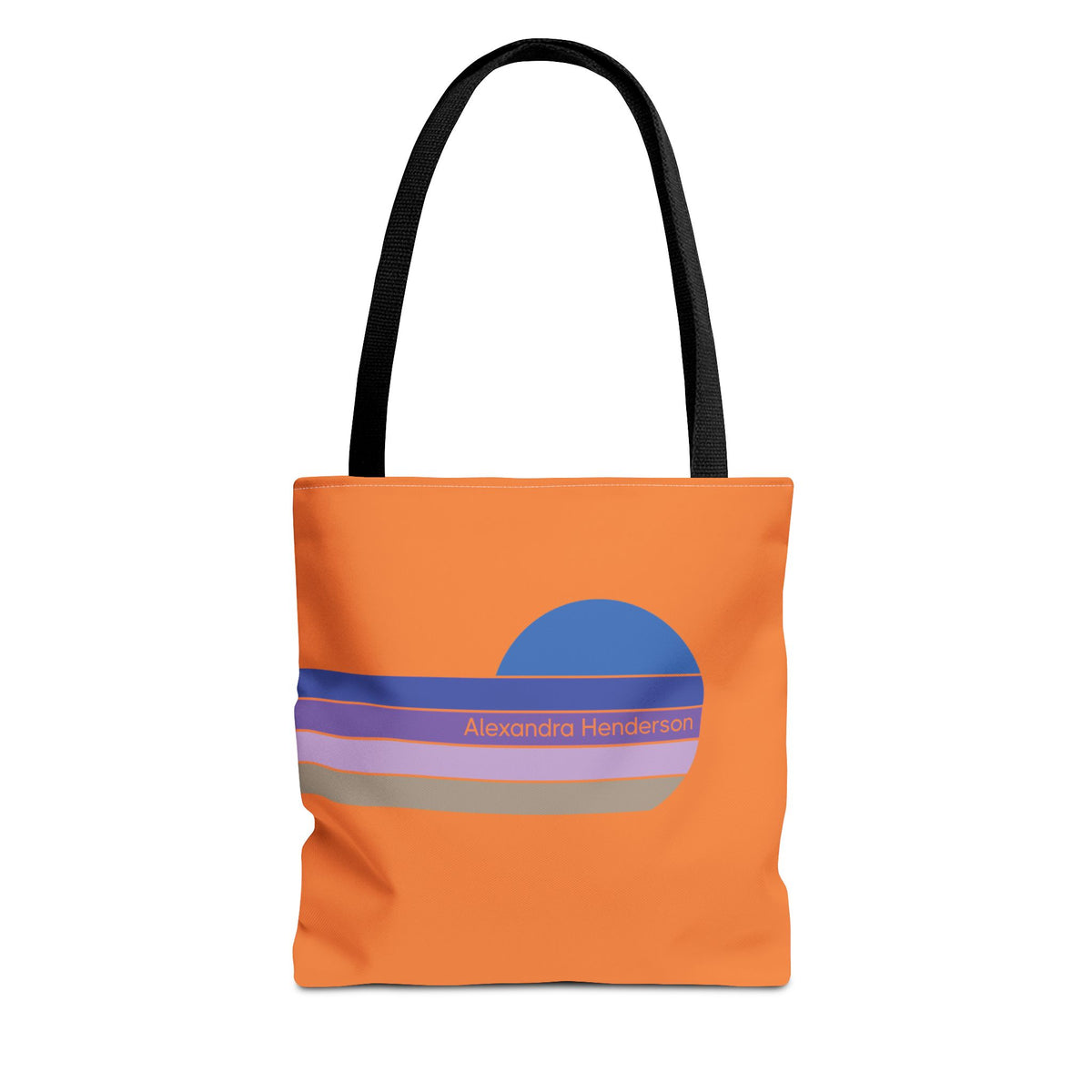 Orange Sunset Stripe Tote Bag – Retro Personalized Name Beach and Market Tote