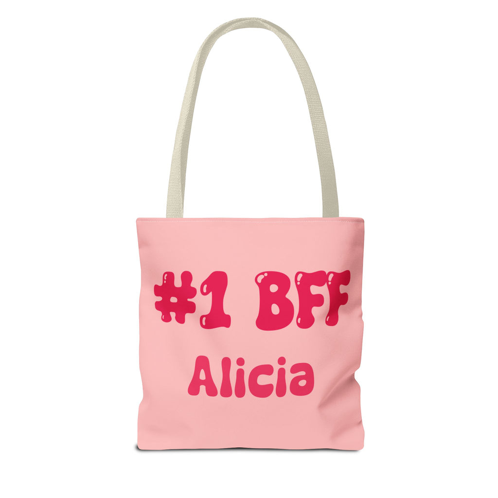 Personalizable Bestie Tote Bag - Strawberry Milk Pink Hearted Tote