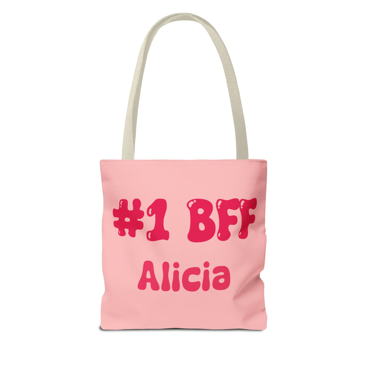 Personalizable Bestie Tote Bag - Strawberry Milk Pink Hearted Tote