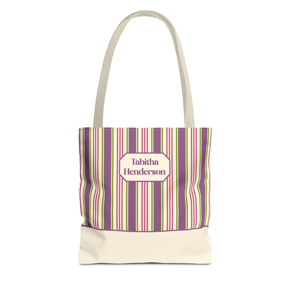 Colorful Striped Tote Bag – Personalizable Purple Pink and Green Tote