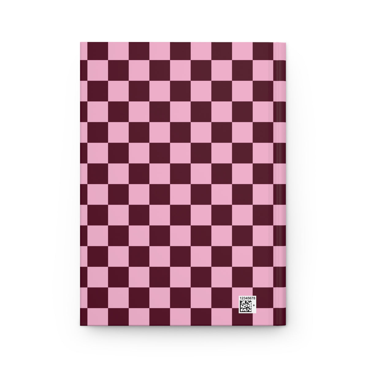 Retro Modern Gothic Skull Checkerboard - Pink and Burgundy Lined Notebook