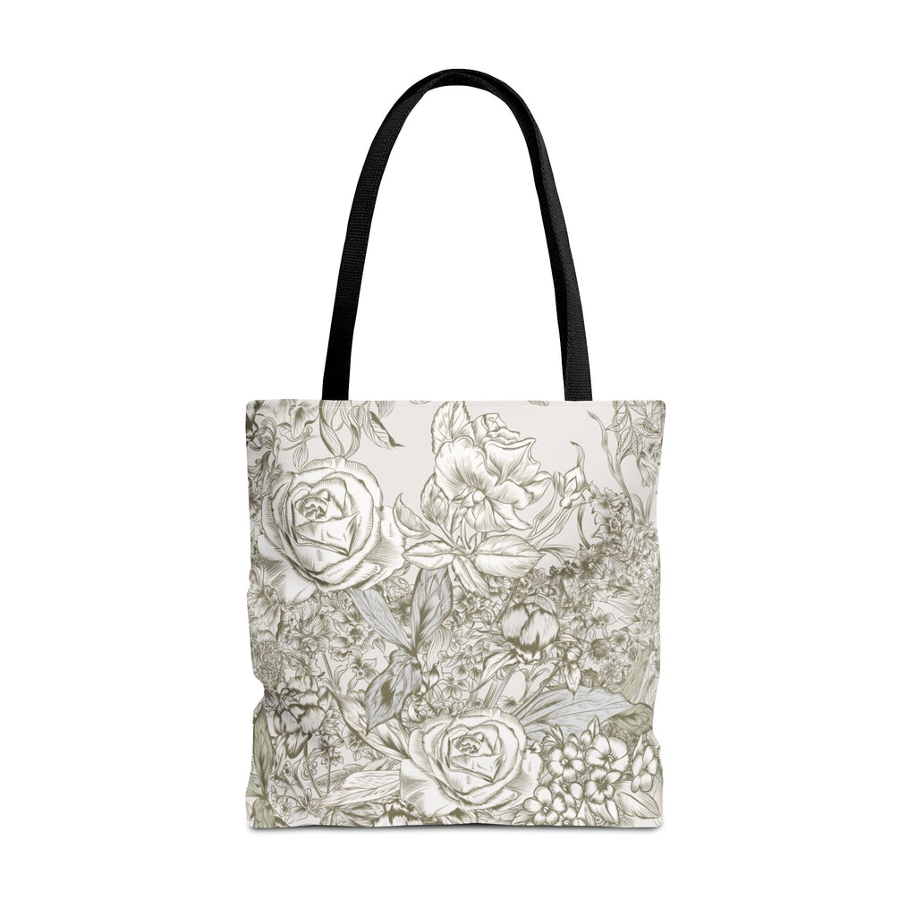 Rose Sketch Tote Bag — Grey Floral Carryall