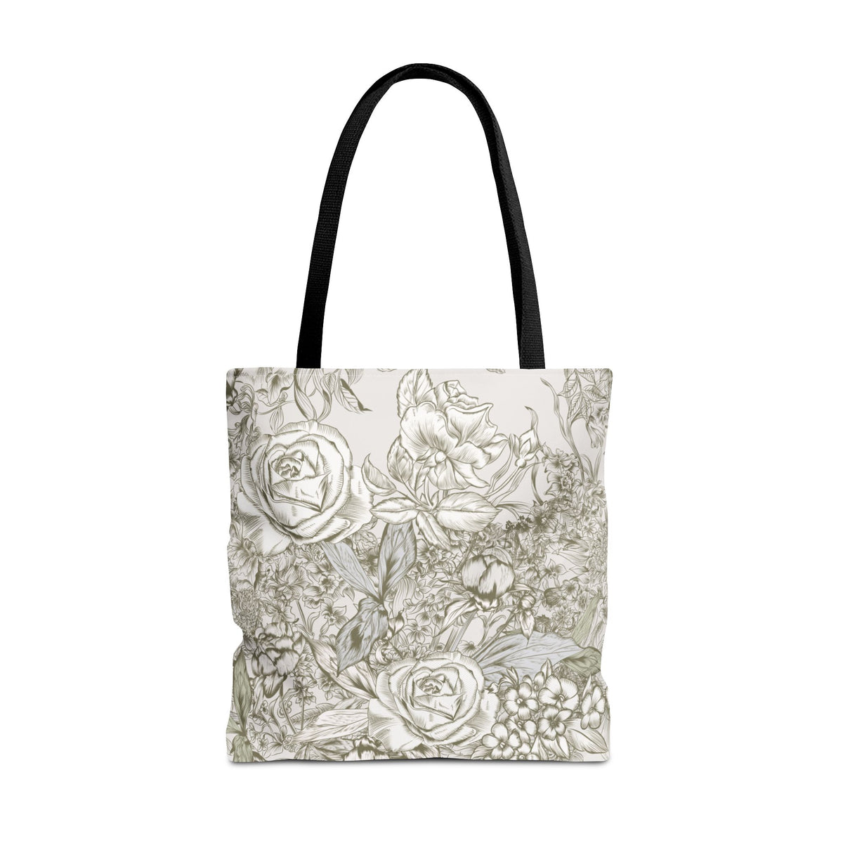 Rose Sketch Tote Bag — Grey Floral Carryall
