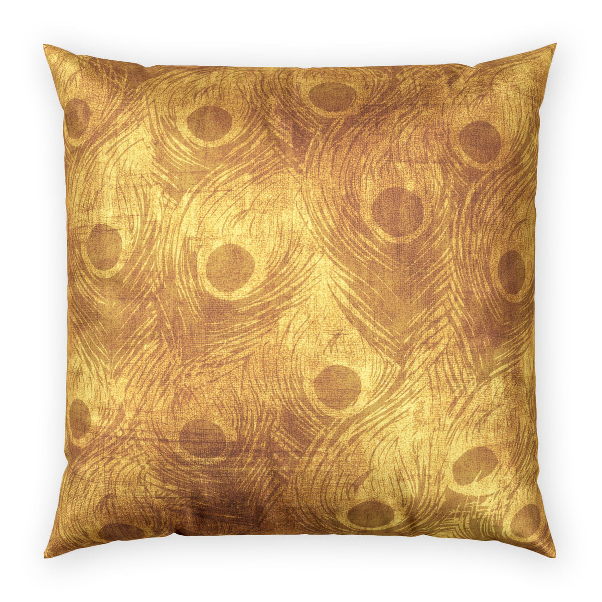 Peacock Accent Pillow - Decorative Gold Feather Velvet Pillow