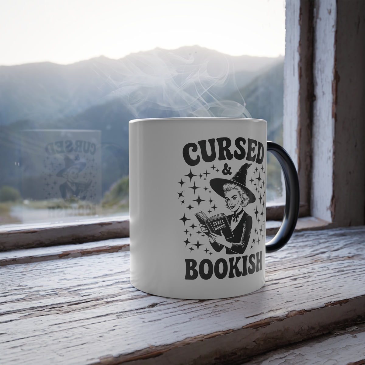 Color-Changing Mug - "Cursed and Bookish" Witchy Magic 11oz Mug