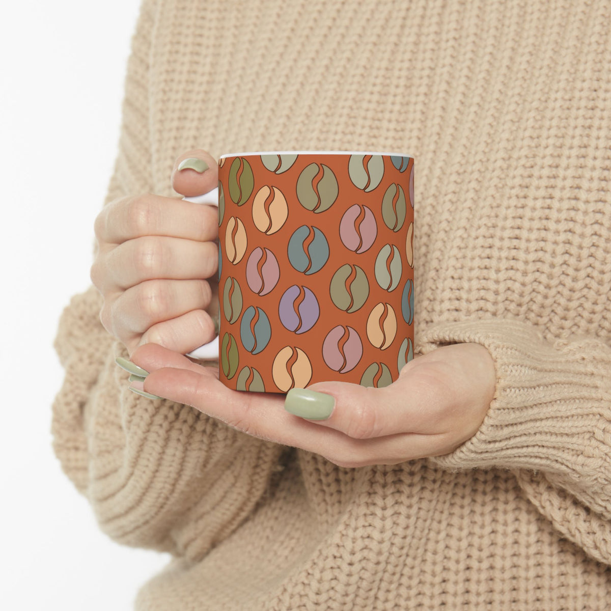 Colorful Vibes Coffee Bean Mug in Vivid Orange