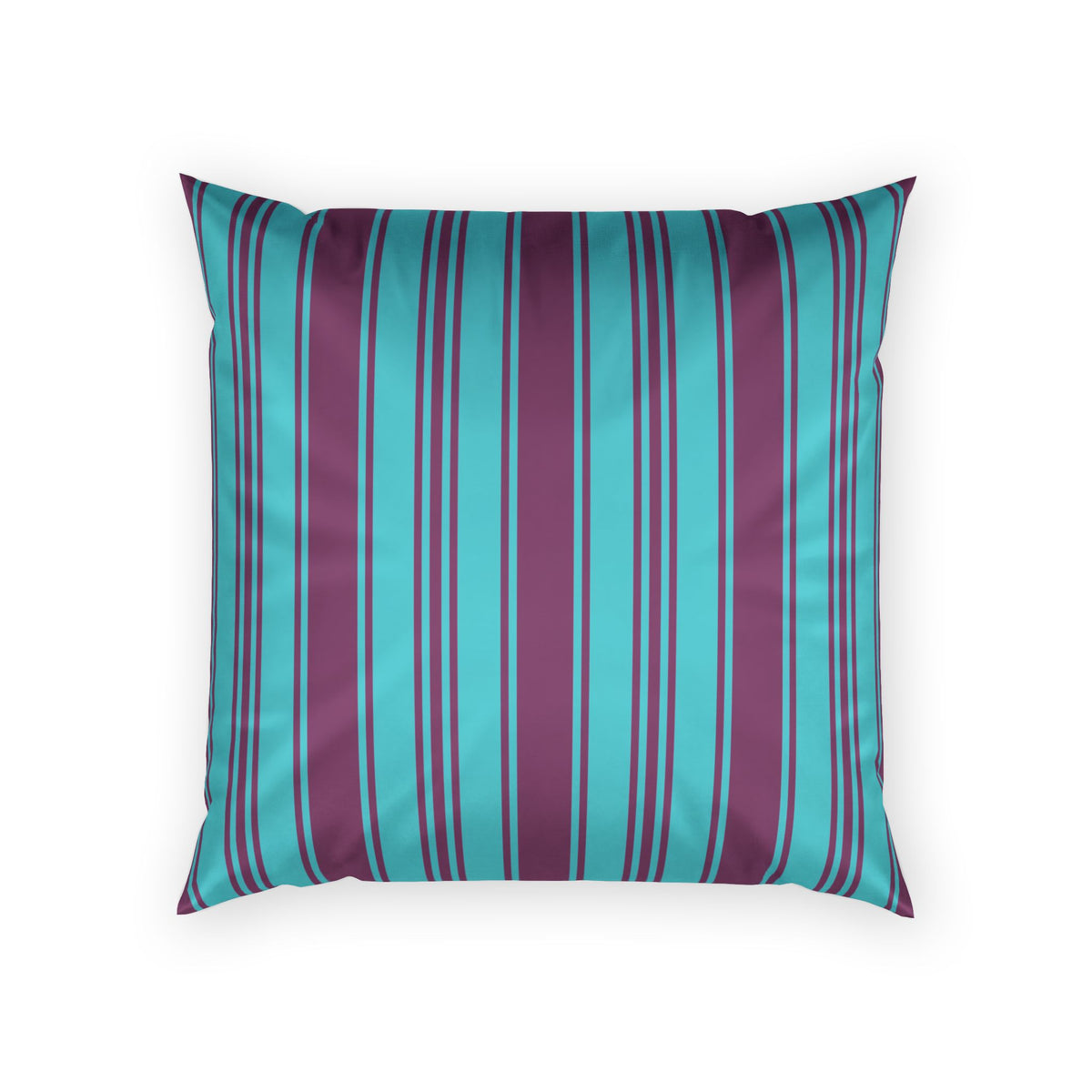 Velvet Ticking Stripe Pillow - Violet and Teal Decorative Throw Pillow