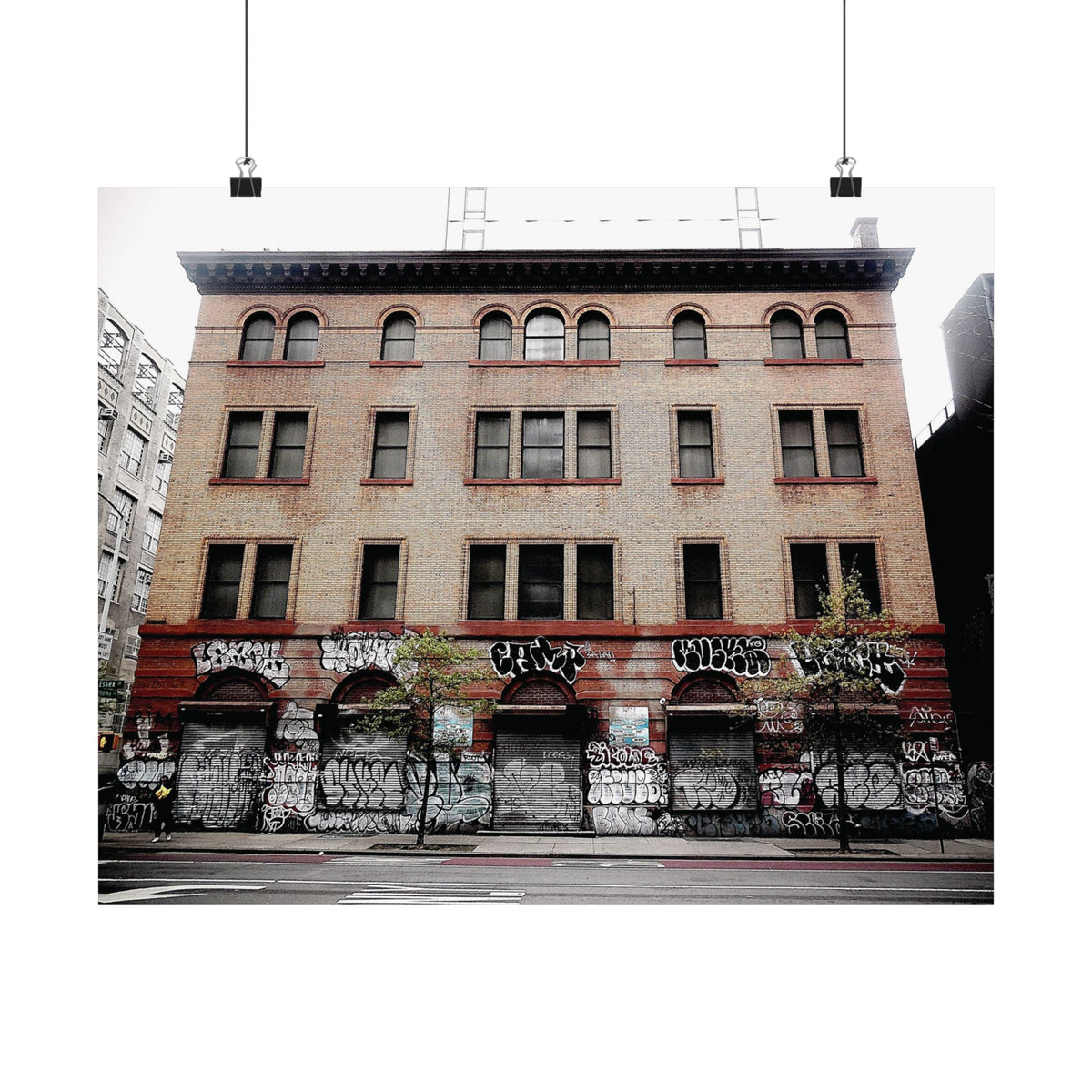 Urban Graffiti Photo Poster - Street Level Tagged Building Matte Poster