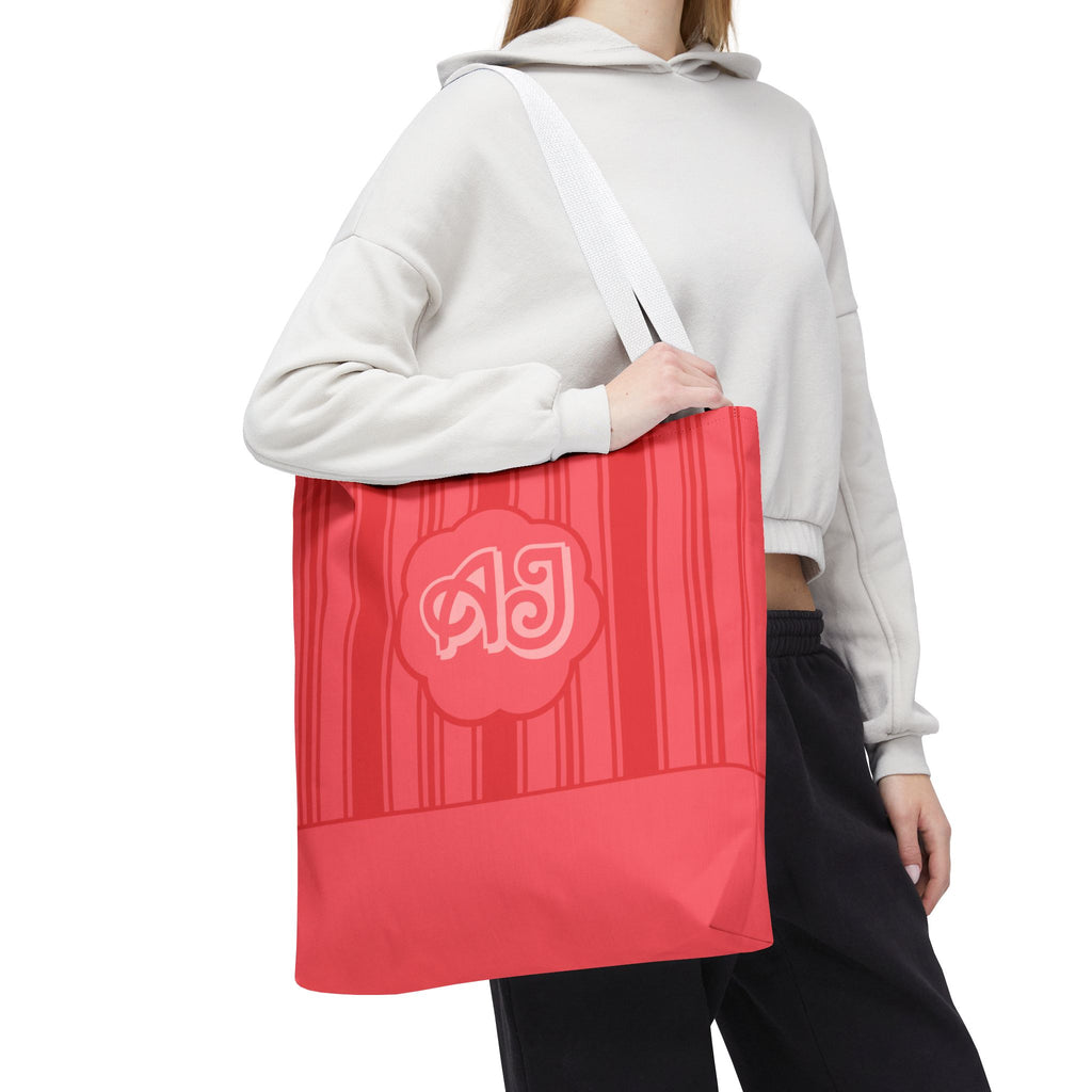 Monogram Pink Striped Tote Bag —Personalizable Market Tote