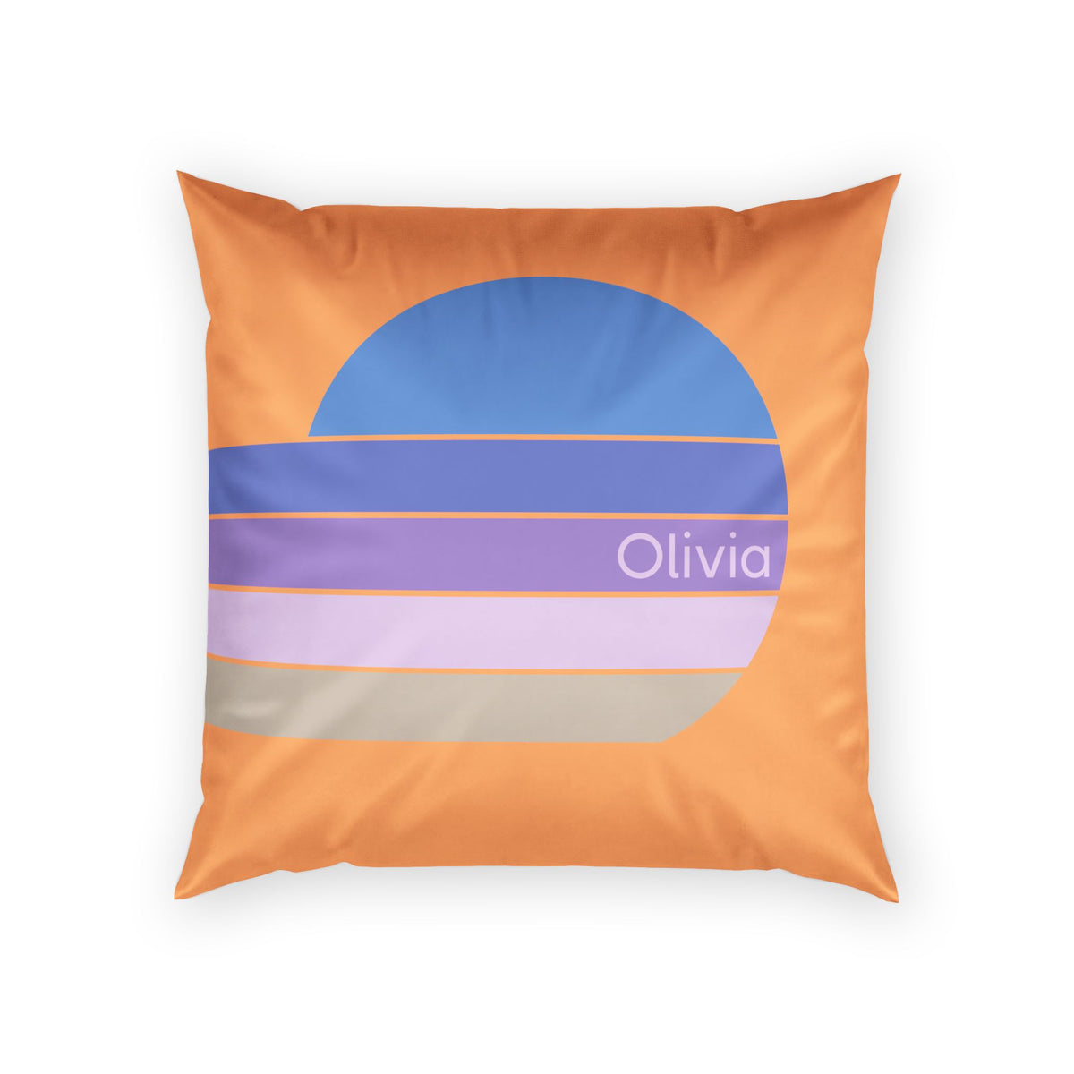 Striped Minimalist Sunrise Pillow - Personalizable Early 80's Blue and Purple Retro Velvet Pillow