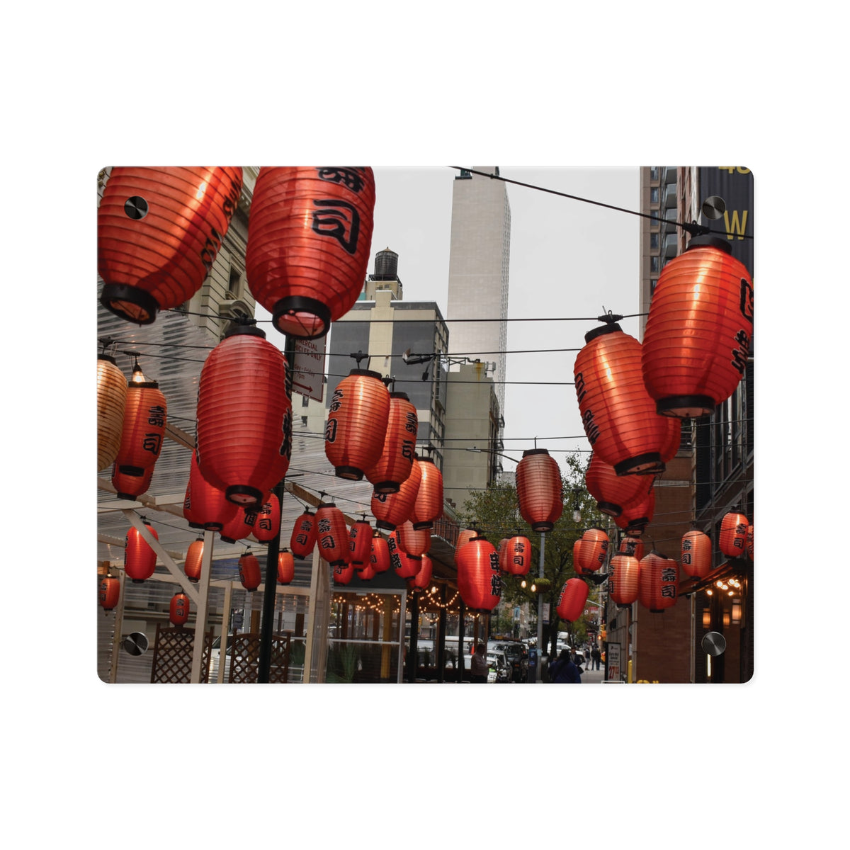 Urban Streetscape Wall Art - Red Lanterns Photo Acrylic Panel