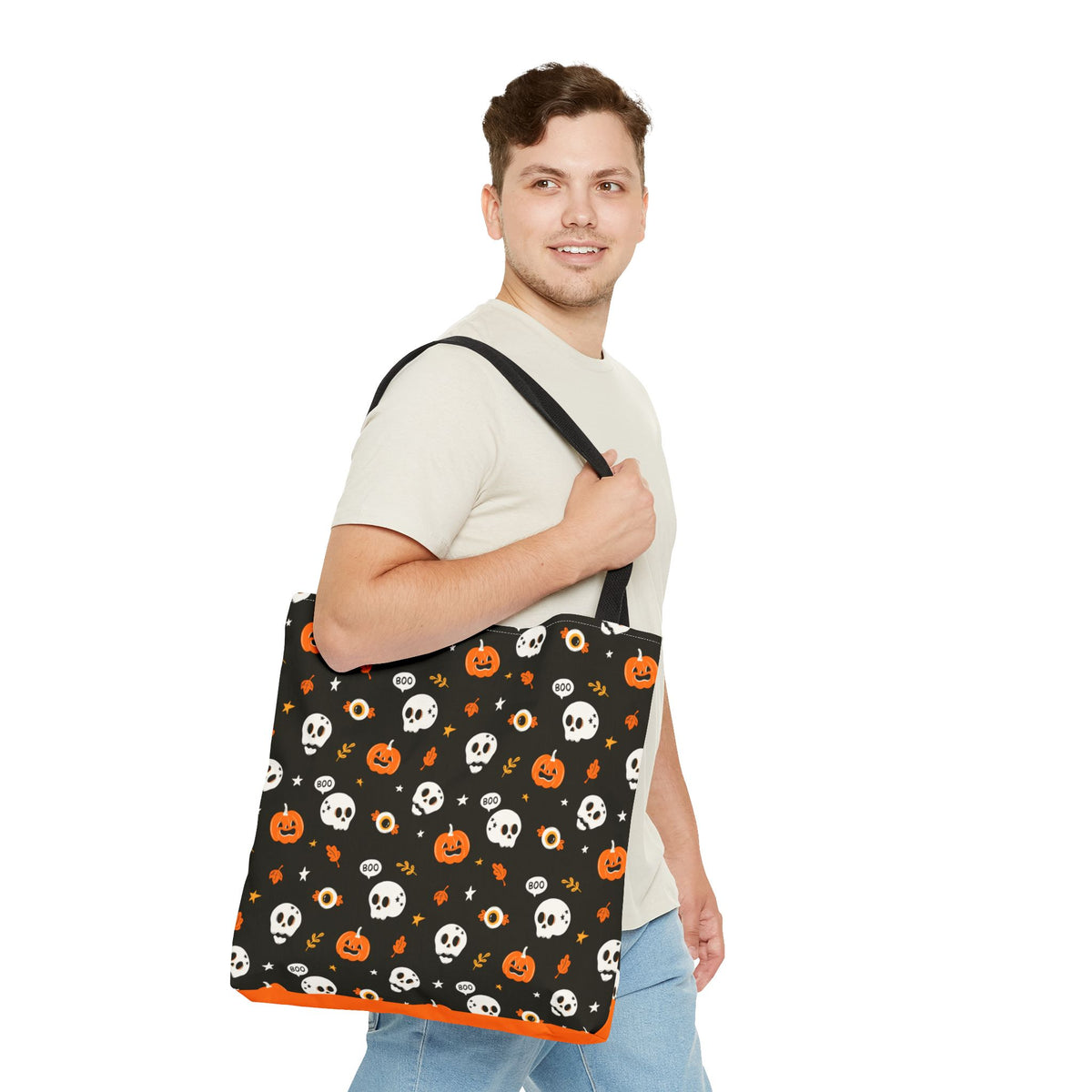 Halloween Pumpkin and Skulls Cute and Spooky Trick-or-Treat Candy Bag