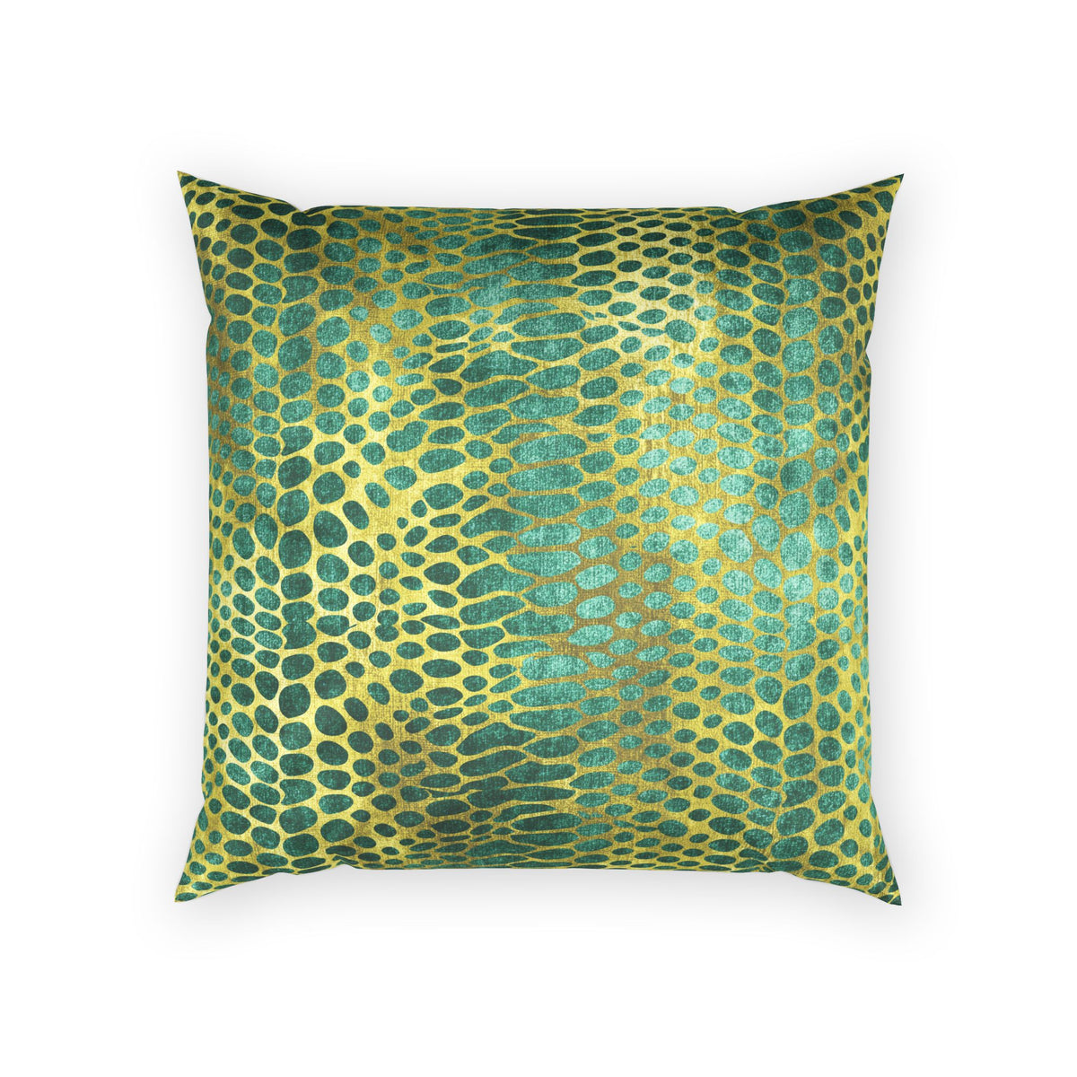 Glam Snake Skin Decorative Pillow - Green and Gold Print Velvet Pillow