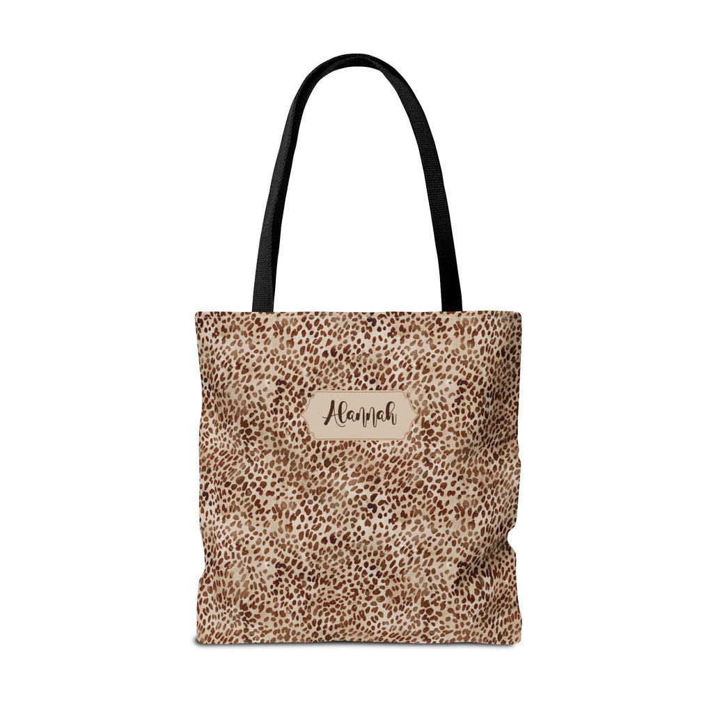 Personalizable Animal Print Tote - Beige Leopard Carryall