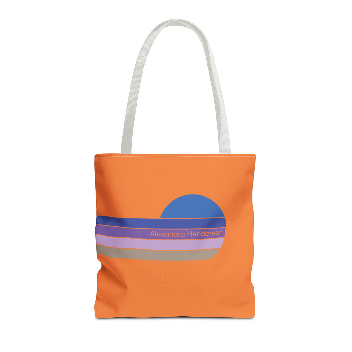 Orange Sunset Stripe Tote Bag – Retro Personalized Name Beach and Market Tote