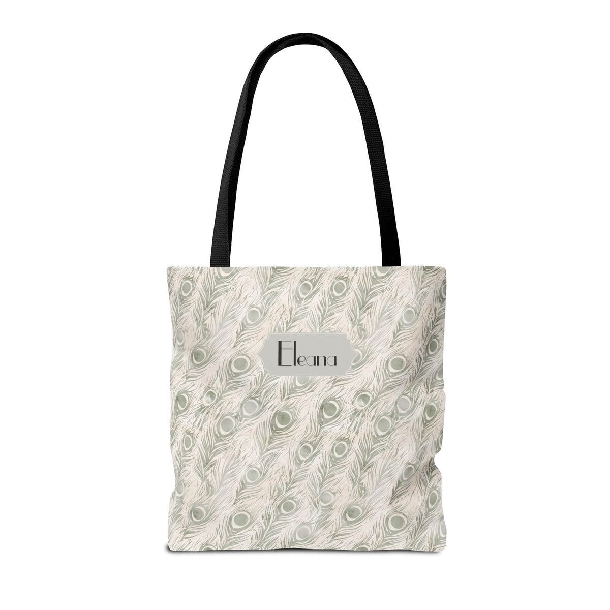 Personalizable Tote - Elegant Grey Peacock Feather Pattern Bag
