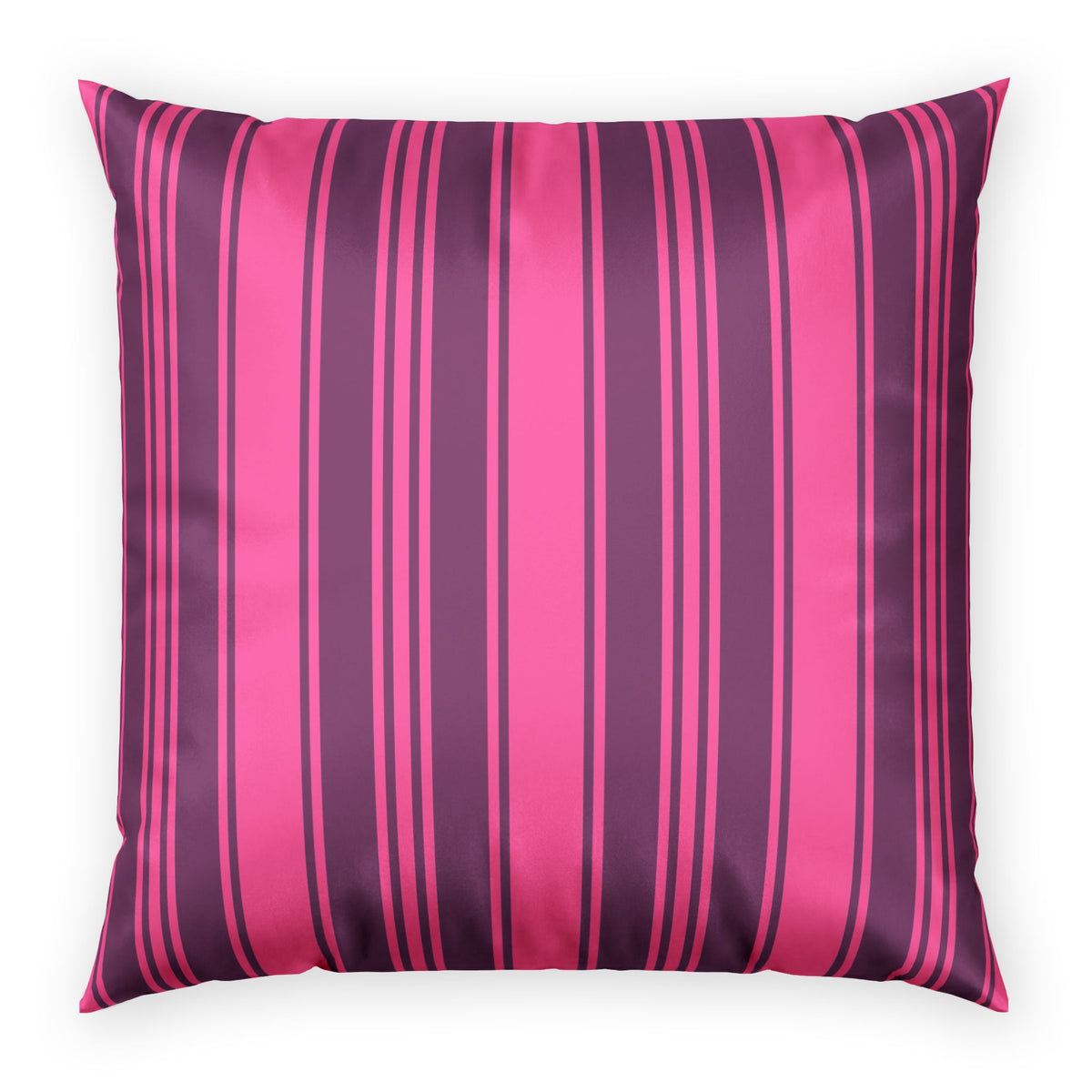 Decorative Velvet Pillow - Magenta and Violet Ticking Stripe Throw Pillow
