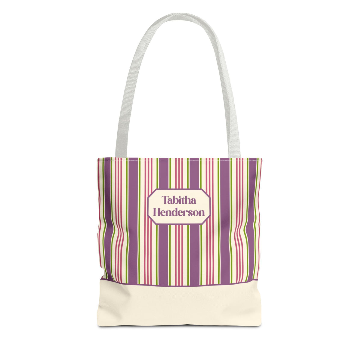 Colorful Striped Tote Bag – Personalizable Purple Pink and Green Tote