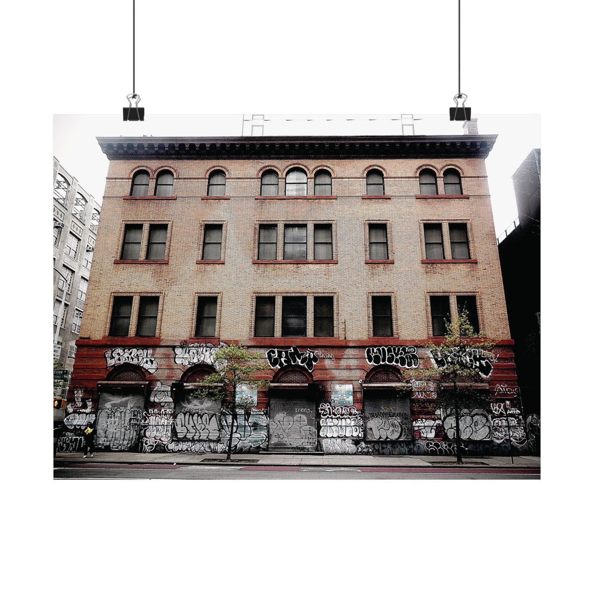 Urban Graffiti Photo Poster - Street Level Tagged Building Matte Poster