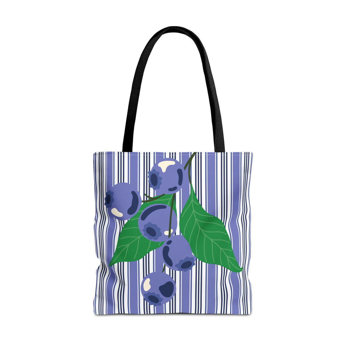Blueberry Stripe Tote Bag - Summer Fruit Market Tote