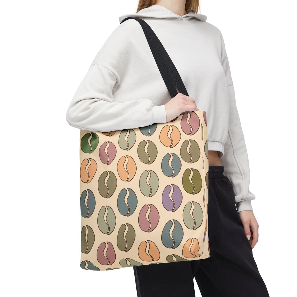 Colorful Coffee Tote Bag - Coffee Lover's Bean Bag in Cream