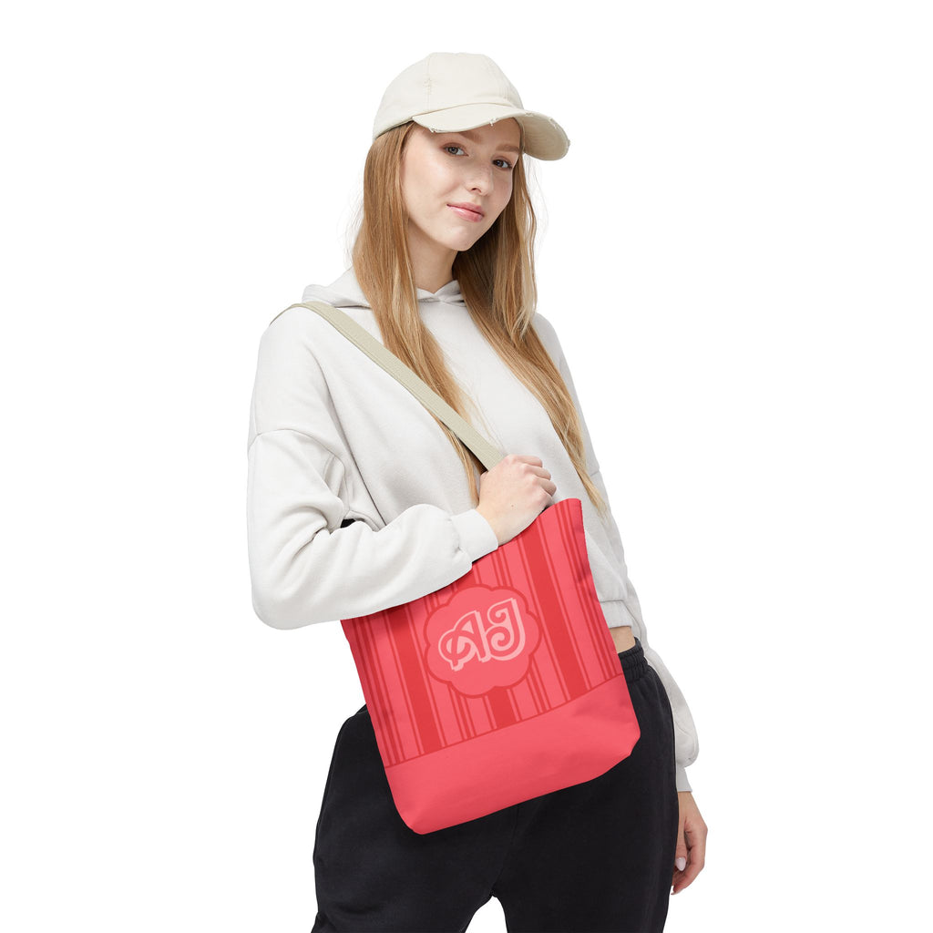 Monogram Pink Striped Tote Bag —Personalizable Market Tote