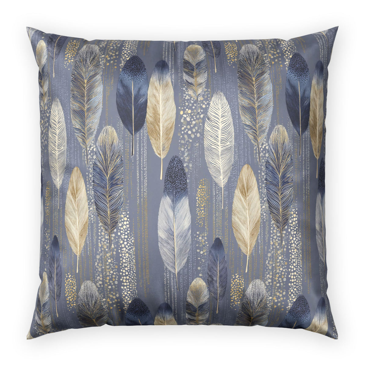 Glam Velvet Pillow - Navy and Gold Feather Decorative Pillow