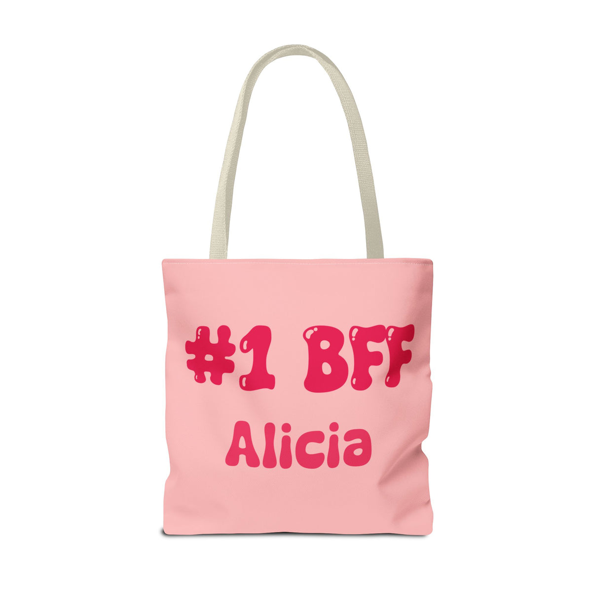 Personalizable Bestie Tote Bag - Strawberry Milk Pink Hearted Tote