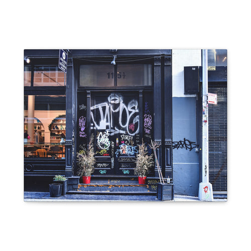City Scape Photo Art Canvas - Graffiti Doorways Gallery Wrap