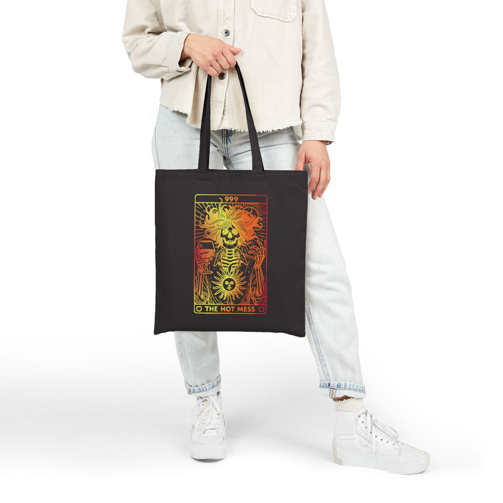 "The Hot Mess" Tarot-Inspired Sun and Skeleton Canvas Tote Bag