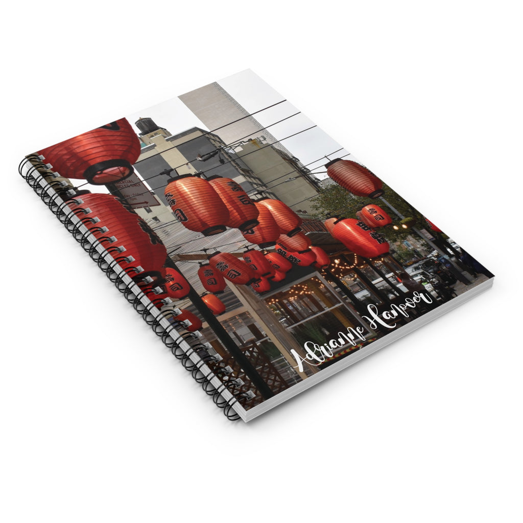 Personalizable Urban Streetscape Journal - Red Lanterns Spiral Notebook