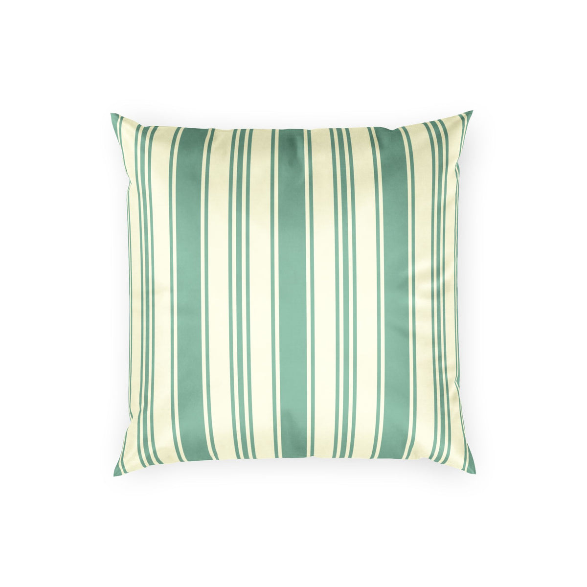 Striped Velvet Pillow - Elegant Mint and Cream Ticking Stripe Throw Pillow