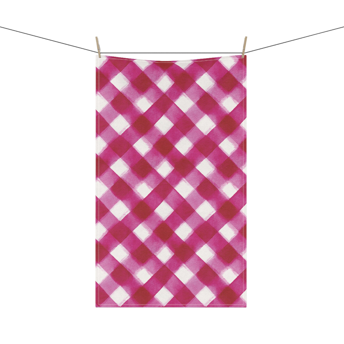 Pink Gingham Kitchen Towel - Bright Magenta Tea Towel