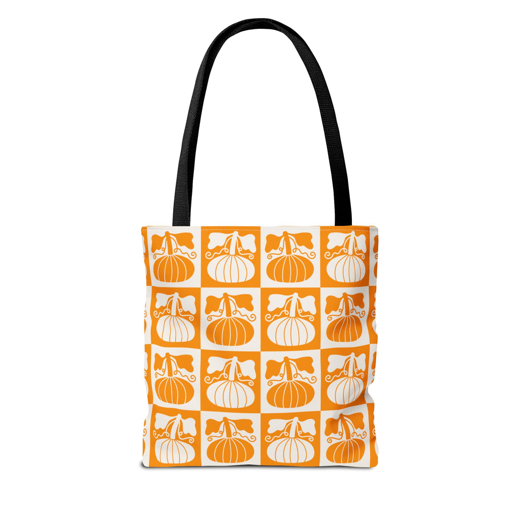 Pumpkin Patch Tote Bag - Autumn Harvest Checkerboard Carryall