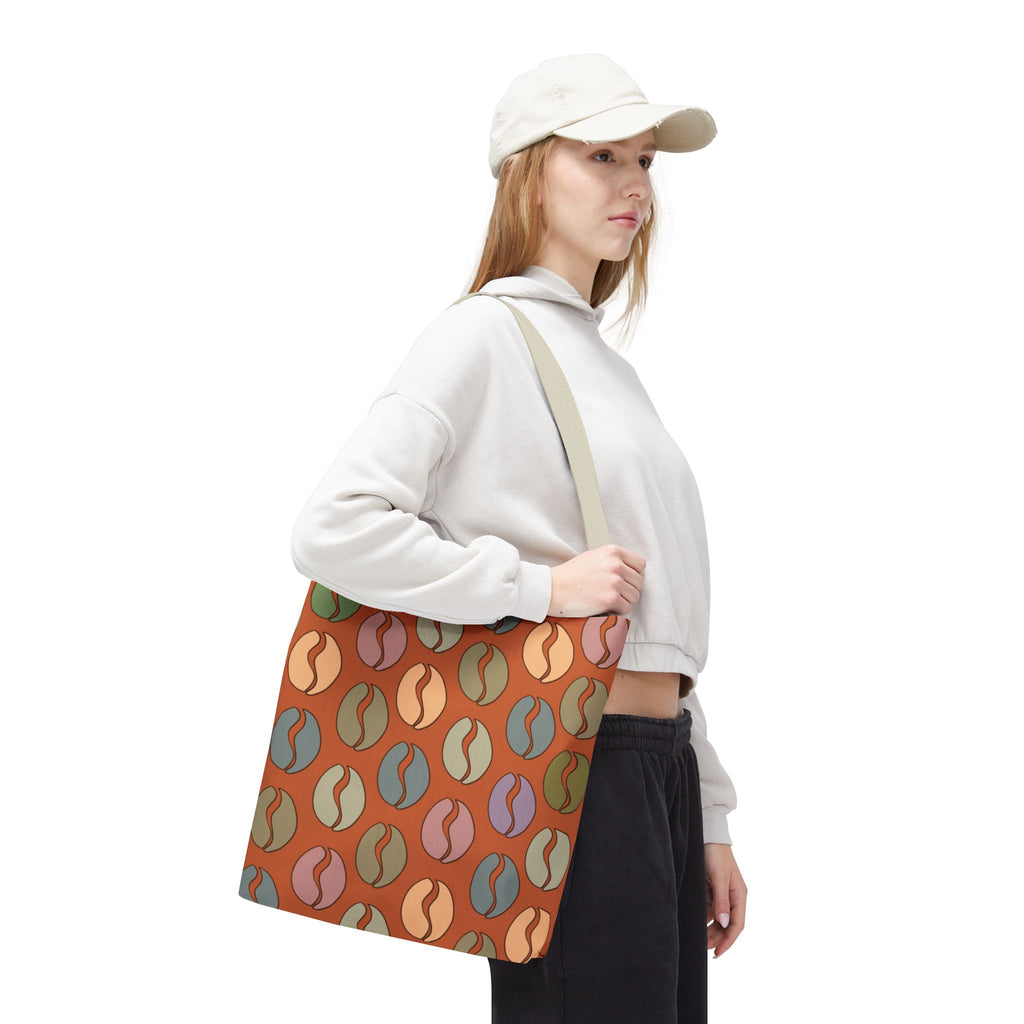 Coffee Lover's Tote - Colorful Coffee Bean Bag in Orange