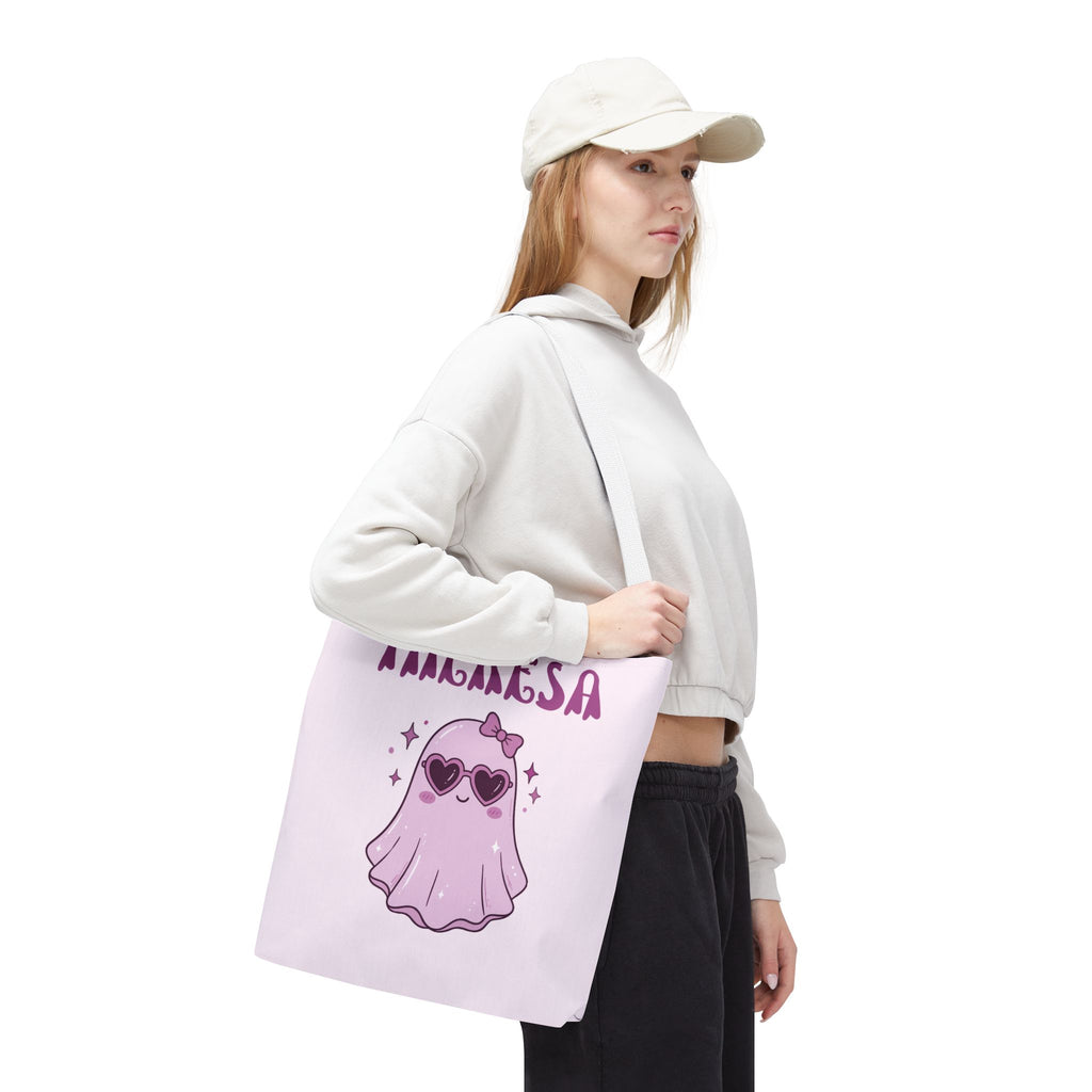 Personalized Purple Trick-or-Treat Tote - Cool Ghost 'So Cute It's Spooky' Halloween Bag