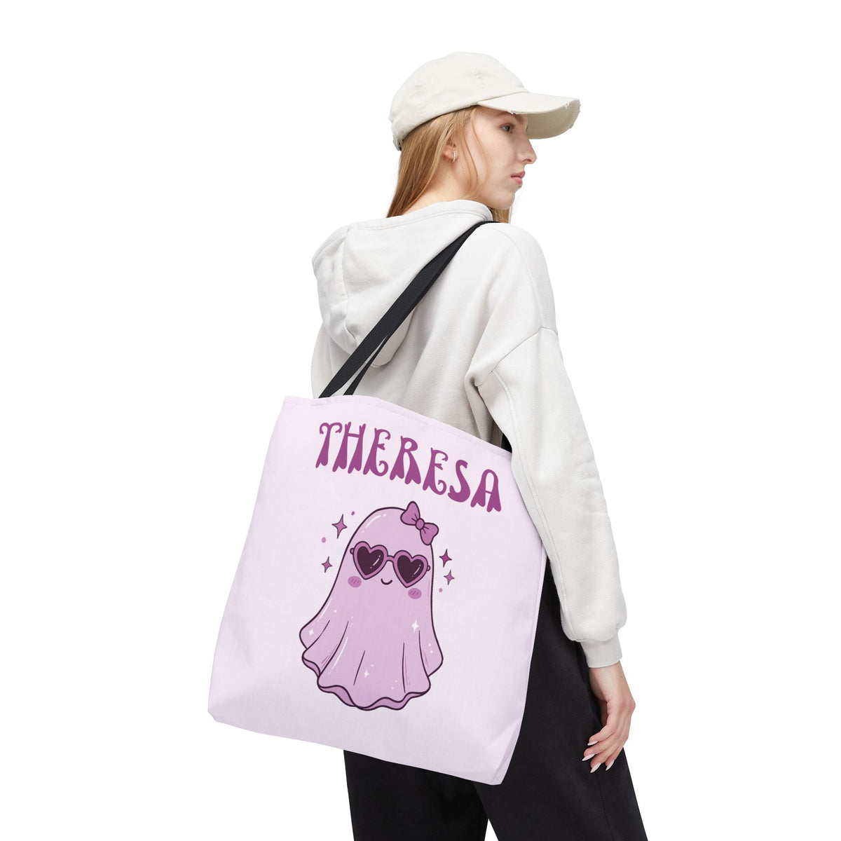 Personalized Purple Trick-or-Treat Tote - Cool Ghost 'So Cute It's Spooky' Halloween Bag