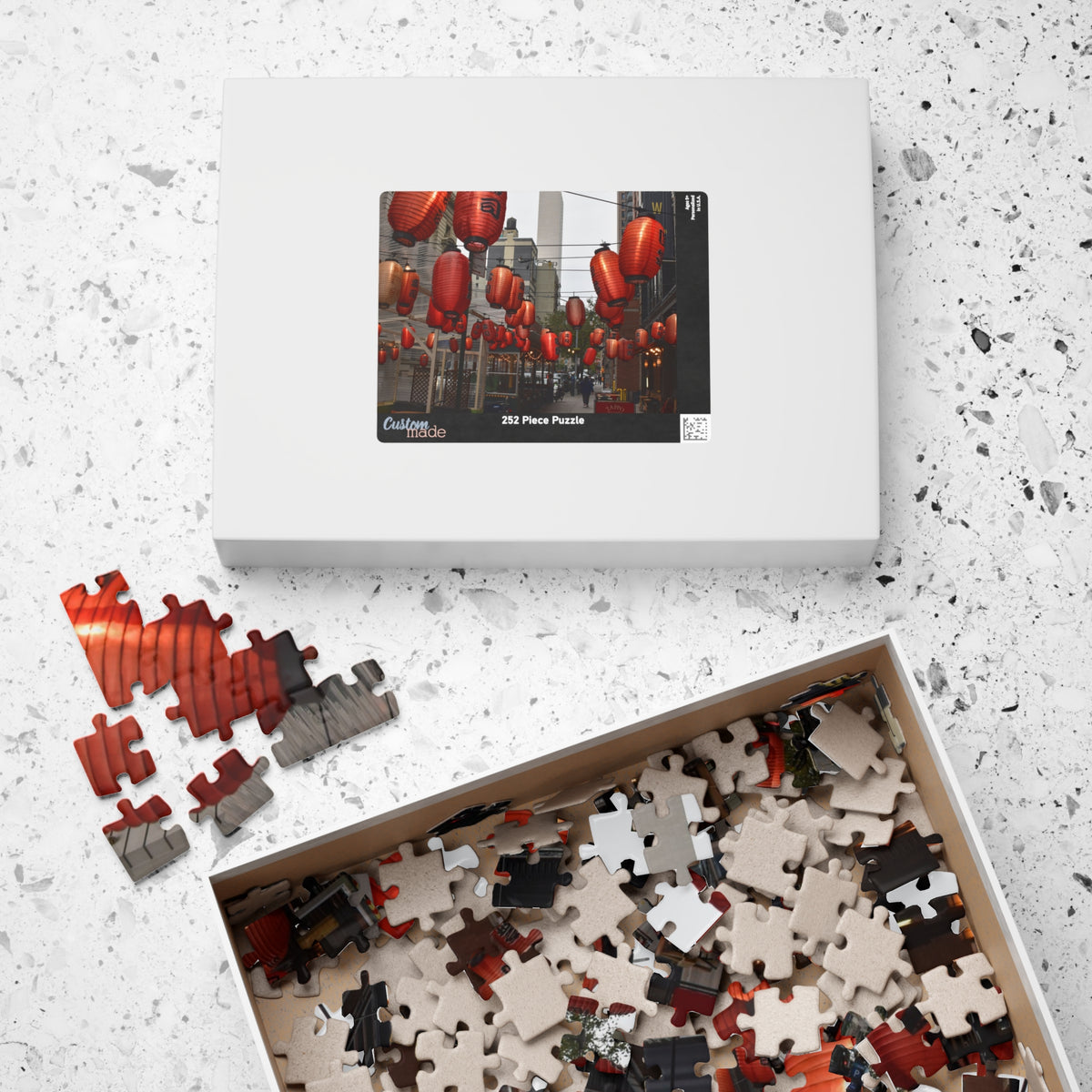 Urban Streetscape Photo Puzzle - Red Lanterns Puzzle- 110, 252, or 520 pieces