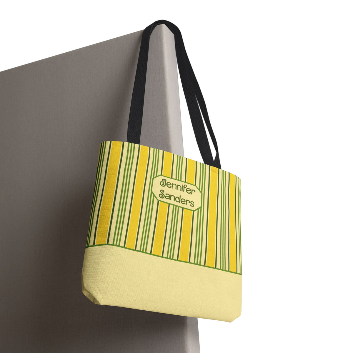 Personalizable Yellow and Green Striped Tote – Bright Summer Market Bag