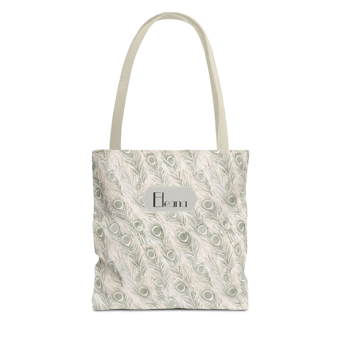 Personalizable Tote - Elegant Grey Peacock Feather Pattern Bag