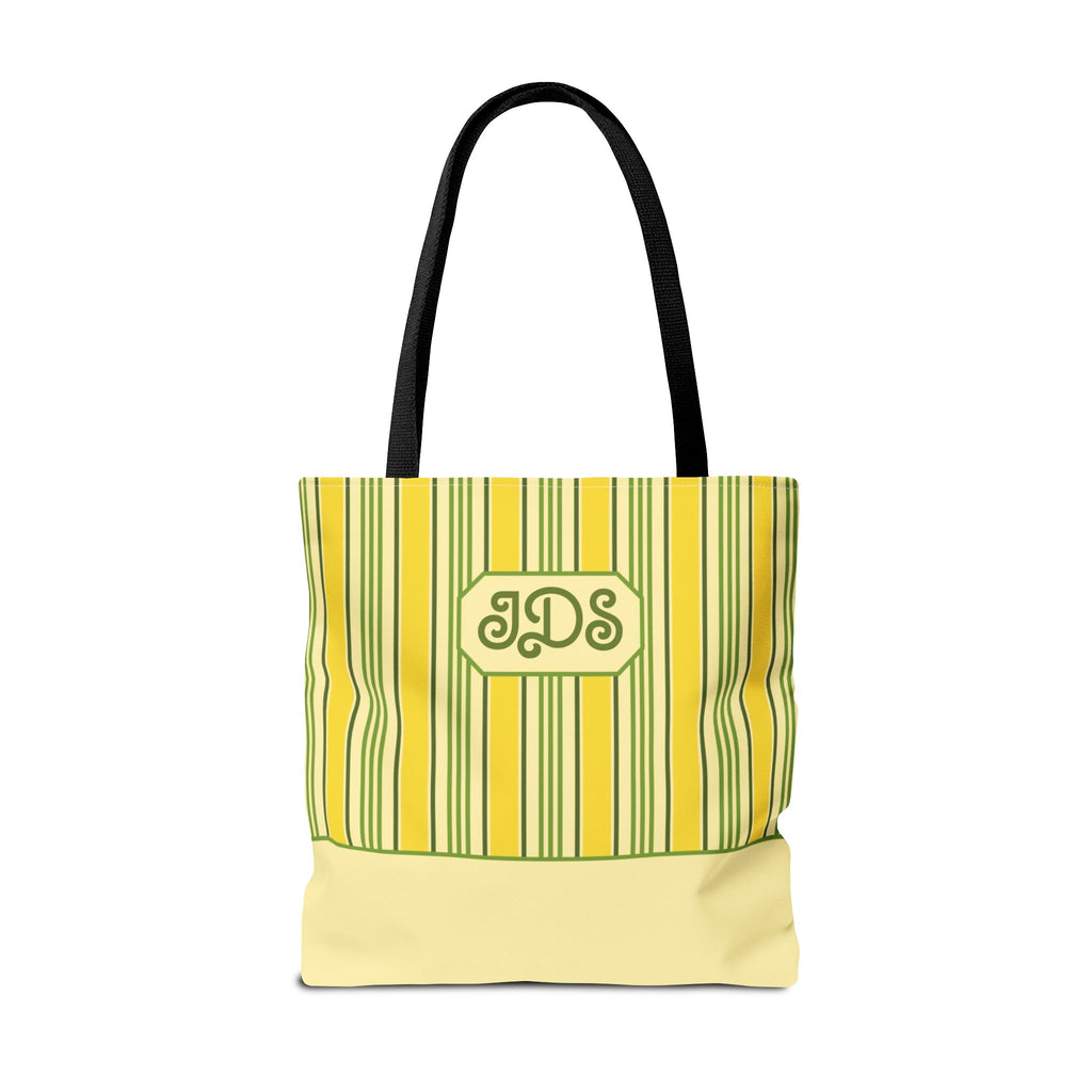 Personalizable Yellow and Green Striped Tote – Bright Summer Market Bag