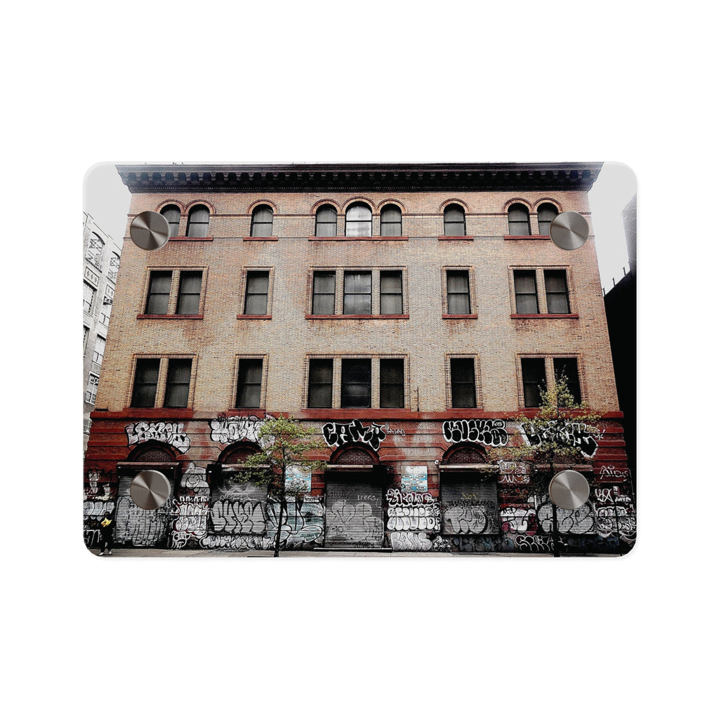 Urban Graffiti Photo Wall Art- Street Level Tagged Building  Acrylic Wall Art Panel