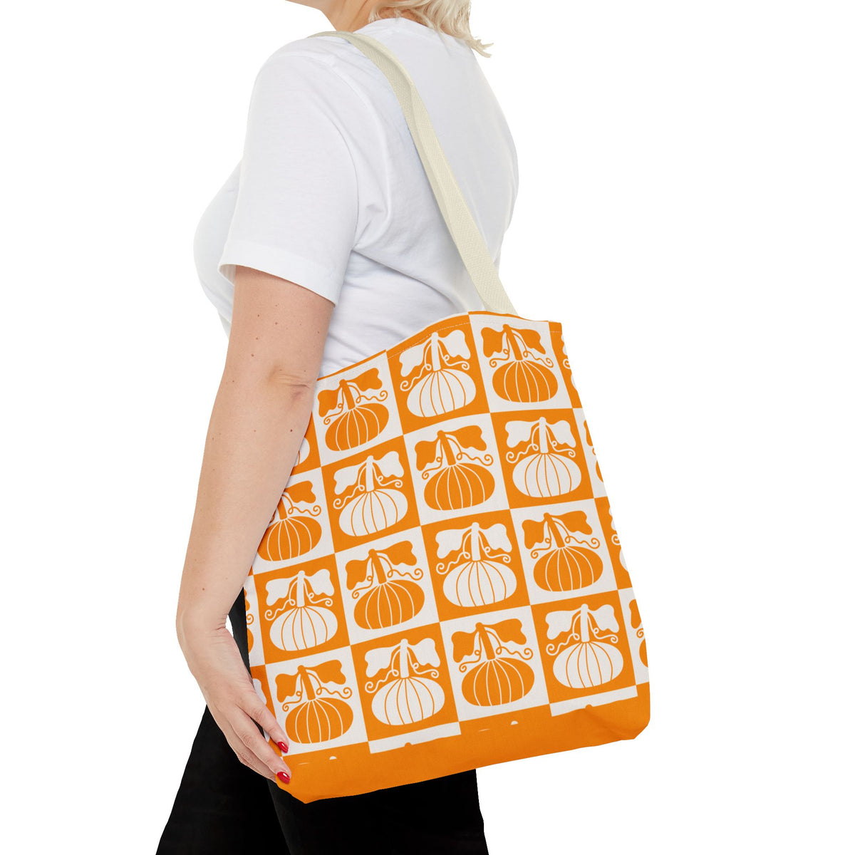 Pumpkin Patch Tote Bag - Autumn Harvest Checkerboard Carryall