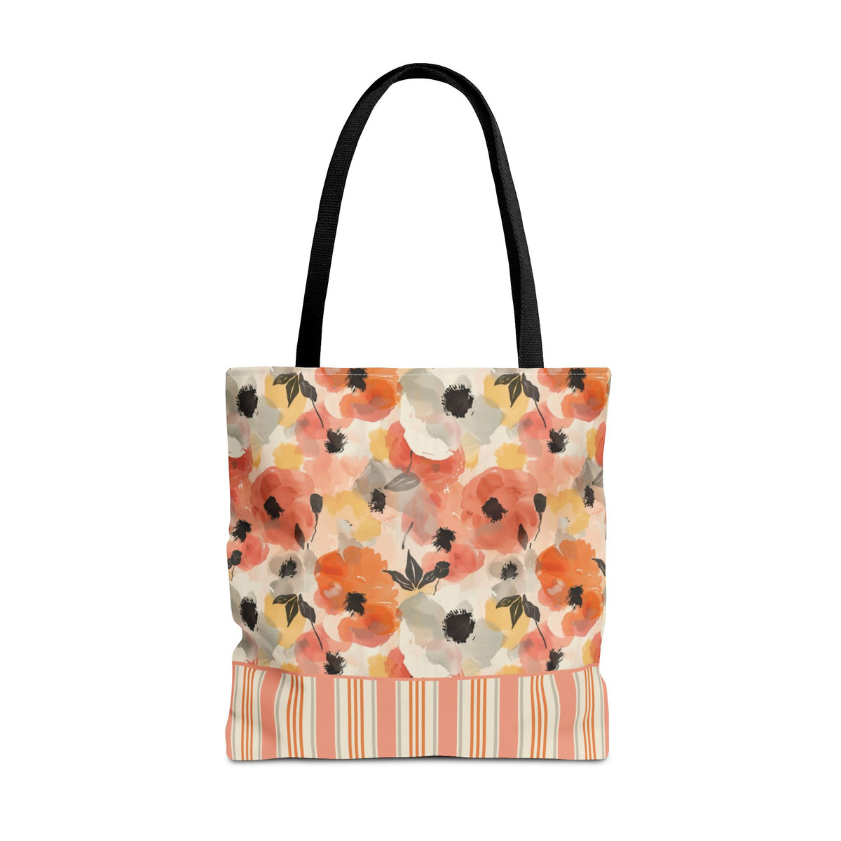 Floral Watercolor Stripe Tote Bag – Peach Blossom Beach and Market Bag