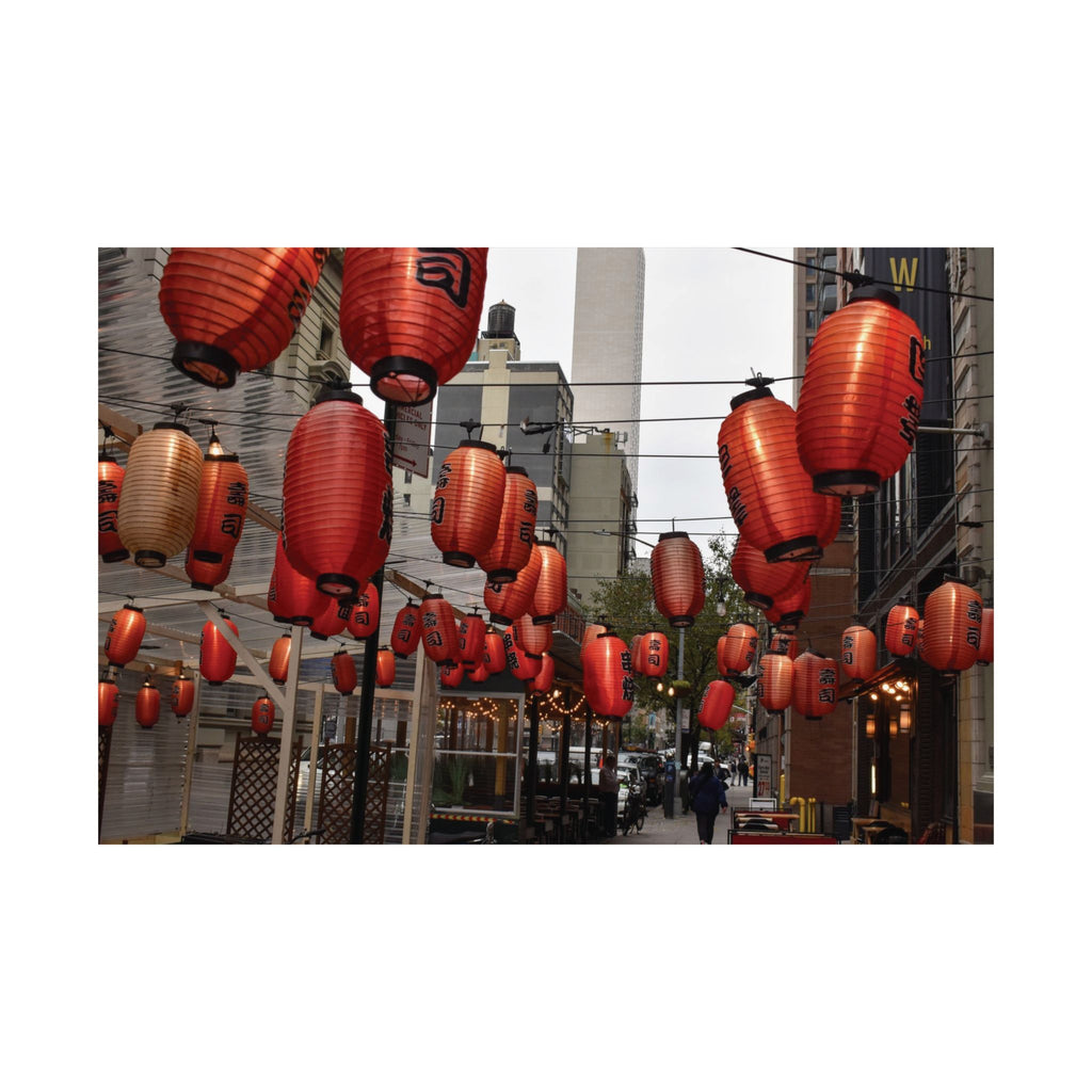 Urban Streetscape Photo Art- Red Lanterns Matte Poster
