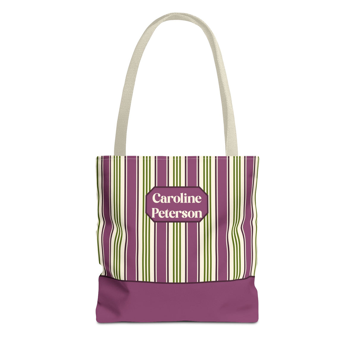 Personalizable Striped Tote Bag - Colorful Green and Purple Stripe Carryall