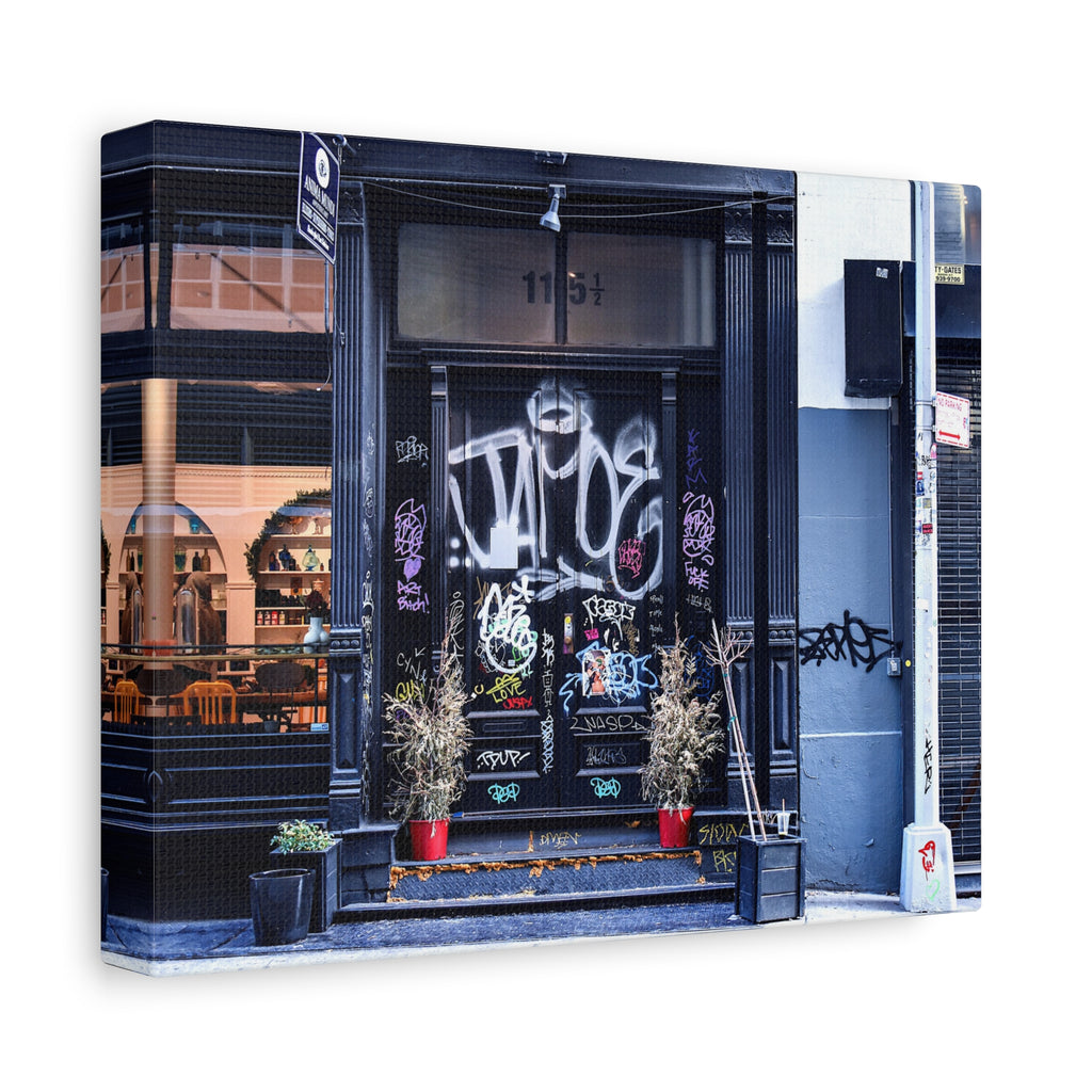 City Scape Photo Art Canvas - Graffiti Doorways Gallery Wrap